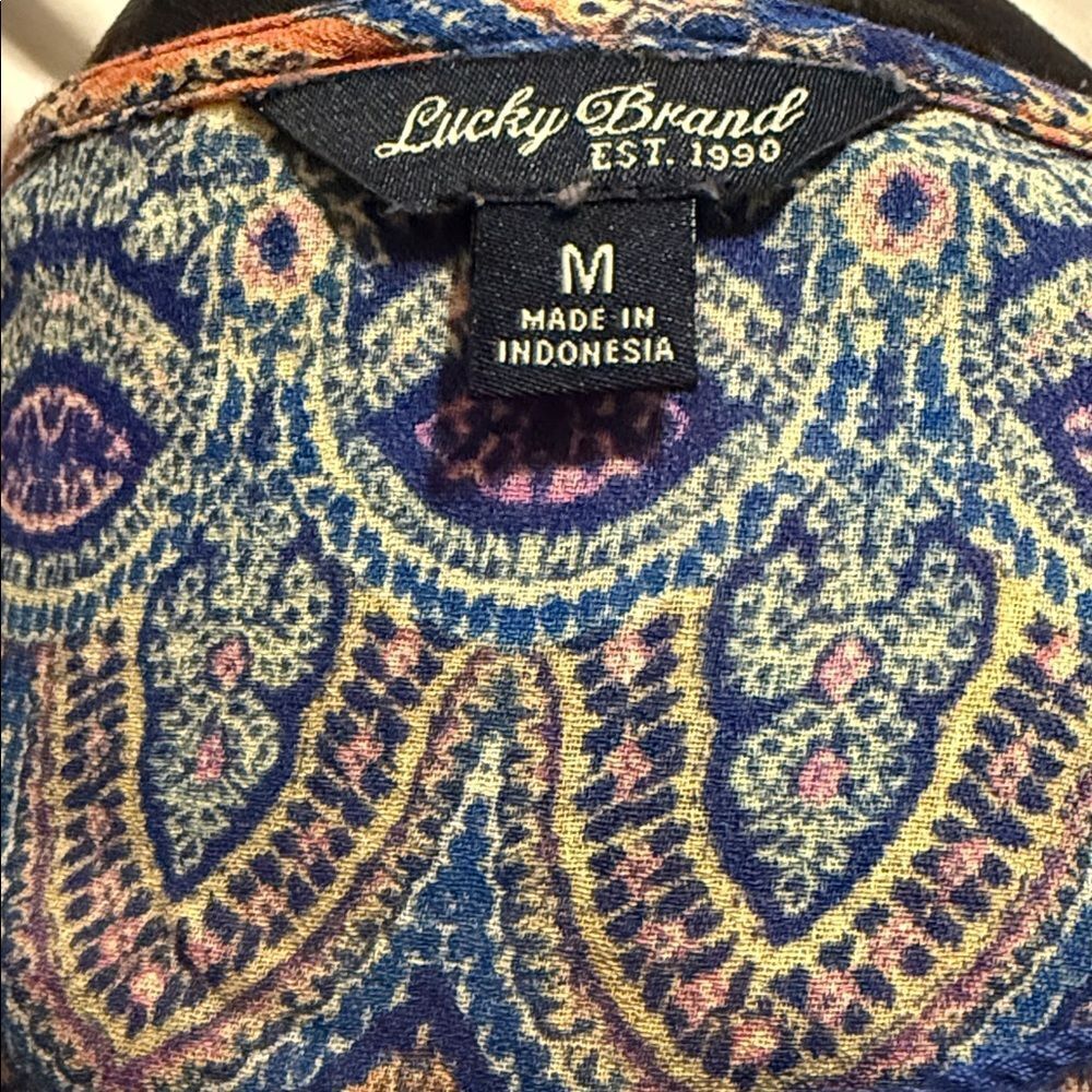 Lucky Brand Bohemian Blue and Orange Women's Top - Picture 6 of 6